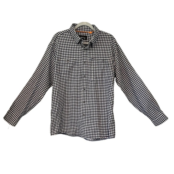 Orvis Navy/White Ghingham Check Flannel Shirt, Sz L - Picture 4 of 15